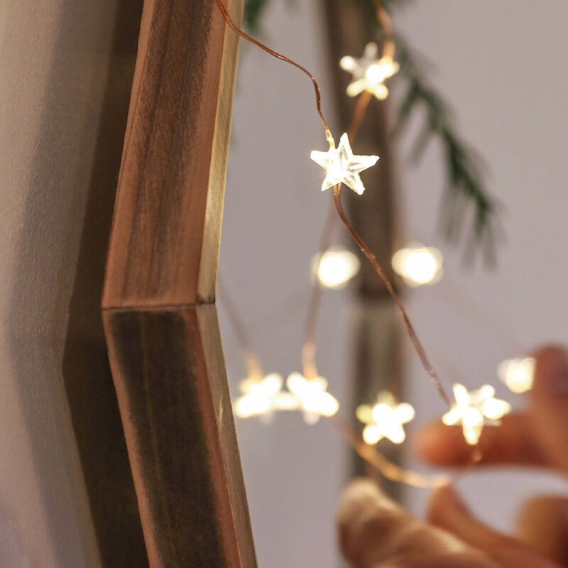 2m/4m/6m STARS Fairy Lights per camera da letto String adattatore alimentato a batteria luci natalizie ghirlanda decorazione per feste di matrimonio vacanza