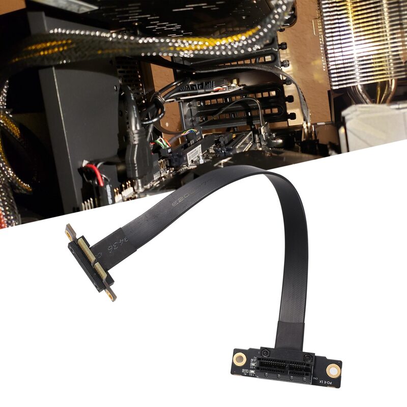 PCIE X1 kabel Riser ganda 90 derajat, kabel ekstensi PCIe 3.0 X1 ke X1 8Gbps PCI Express 1X kartu Riser 20cm