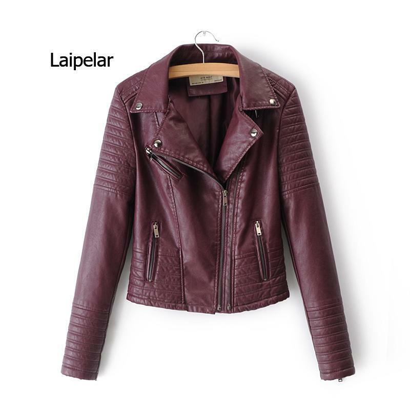 女性のための黒い合成皮革のオートバイのジャケット,ヴィンテージのフェイクレザーのジャケット,秋のコート