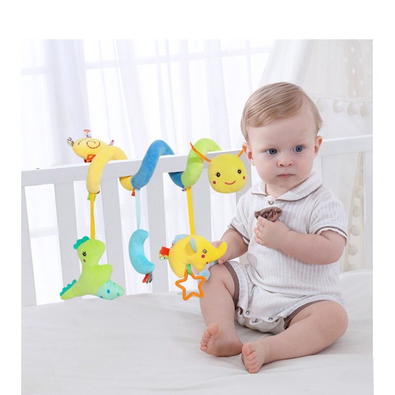 Łóżko z kolorowymi etykietami dla niemowląt i małych dzieci, wiszące zabawki dla niemowląt zapewniające łóżko