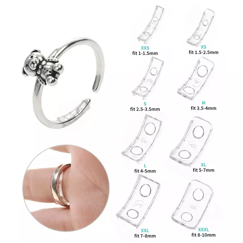 8 Sizes Silicone Invisible Clear Ring Size  Resizer Loose Rings Reducer Ring Sizer Fit Any Rings Jewelry Tools Tightener