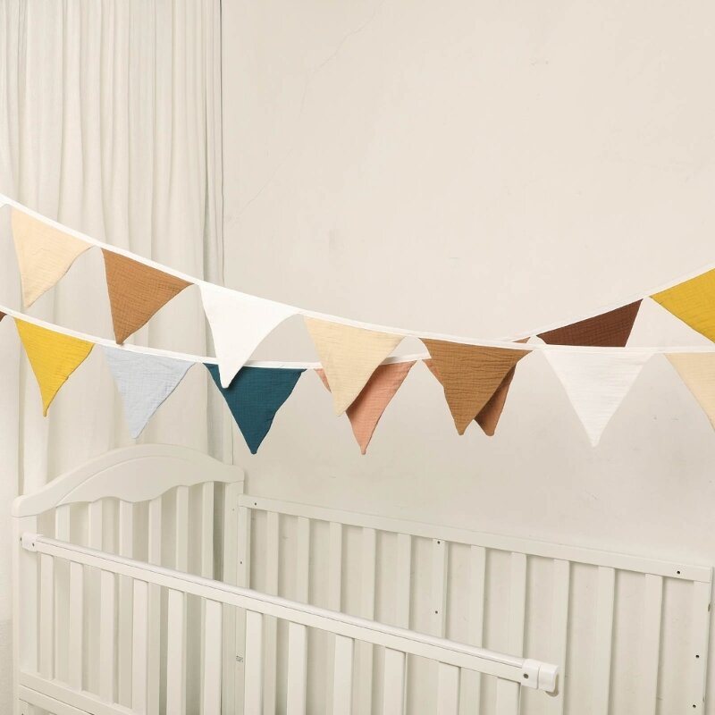 Banderines algodón K5DD, guirnalda banderas elegante a para decoración fiesta Baby Shower