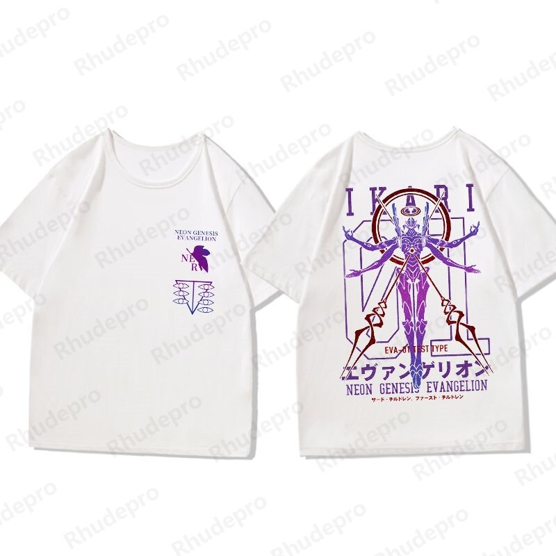 Evangelion-camiseta de manga curta grande masculina, Eva primeiro difusa móvel, roupas de tendência, tamanho grande, novo século, 2024