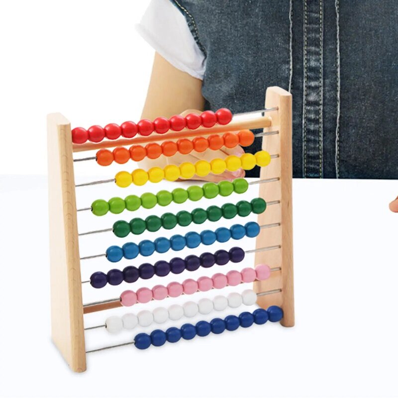 Colorful Beads Counting Frame Math Games Classic Counting Tool with 100 Colorful Beads Math Learning Toys for Boys Girls Gifts