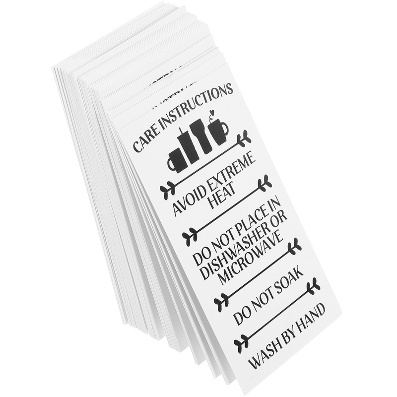50 buah instruksi kaca kartu Mug kartu Tag Tumbler perawatan petunjuk cangkir kertas Tag perlengkapan bisnis kecil