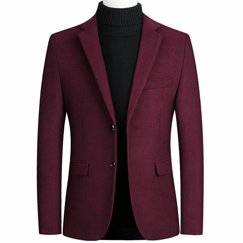 BROWON Brand Business Casual Blazer in lana da uomo 2024 autunno e inverno New Solid Men Blazer Regular Fit Blazer a maniche lunghe per uomo