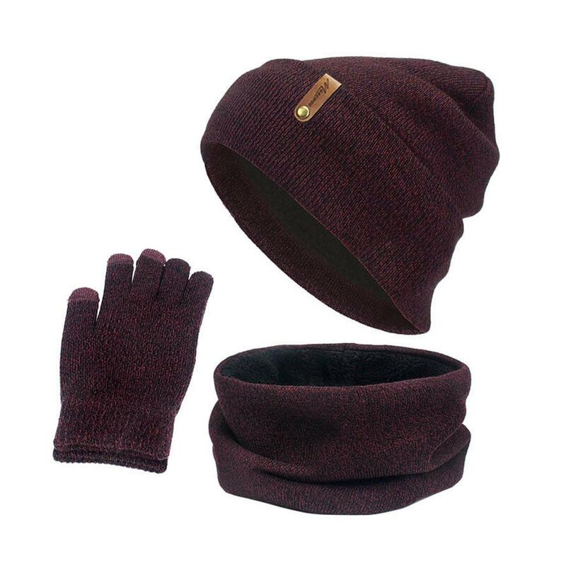 Conjunto de 3 piezas para hombre y niña, gorro, bufanda de cuello, guantes de punto, calentador de invierno