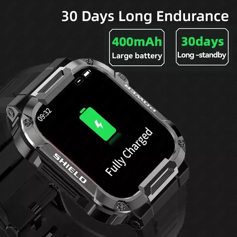 2024 New Outdoor Military Smart Watch Men Bluetooth Call Smartwatch For Android IOS IP68 Waterproof Sports Fitness Watches Men