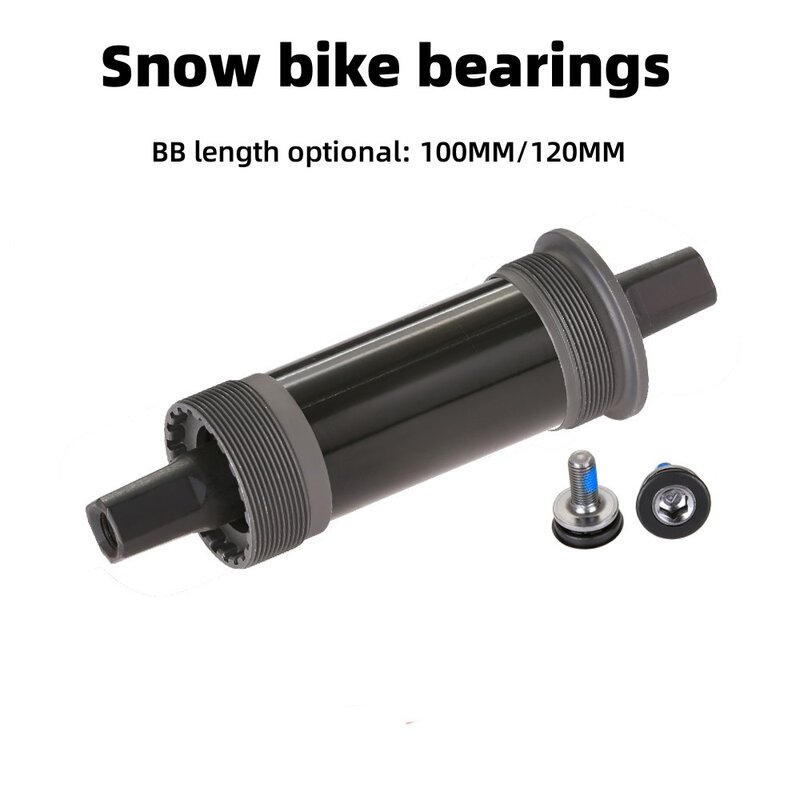 Suporte inferior de rolamento roscado para pneu gordo, Peças do Crankset de bicicleta, BB para Snow Bike, 100mm, 120mm Comprimento
