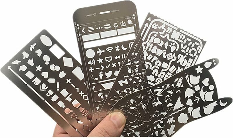 Metal Ruler Bookmark Journal Stencil Drawing Graphics Template Scale DIY Kit for Planner Scrapbooking