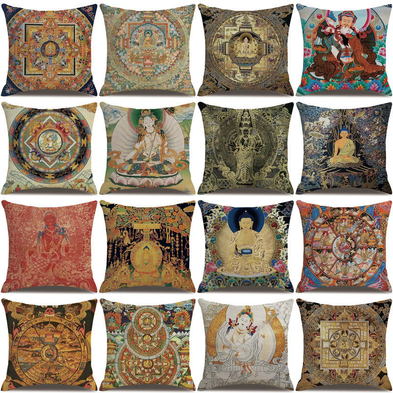 ZHENHE-funda de almohada de lino geométrico de estilo nacional indio, cubierta de cojín de decoración del hogar, funda de almohada de Decoración sofá dormitorio, 18x18 pulgadas