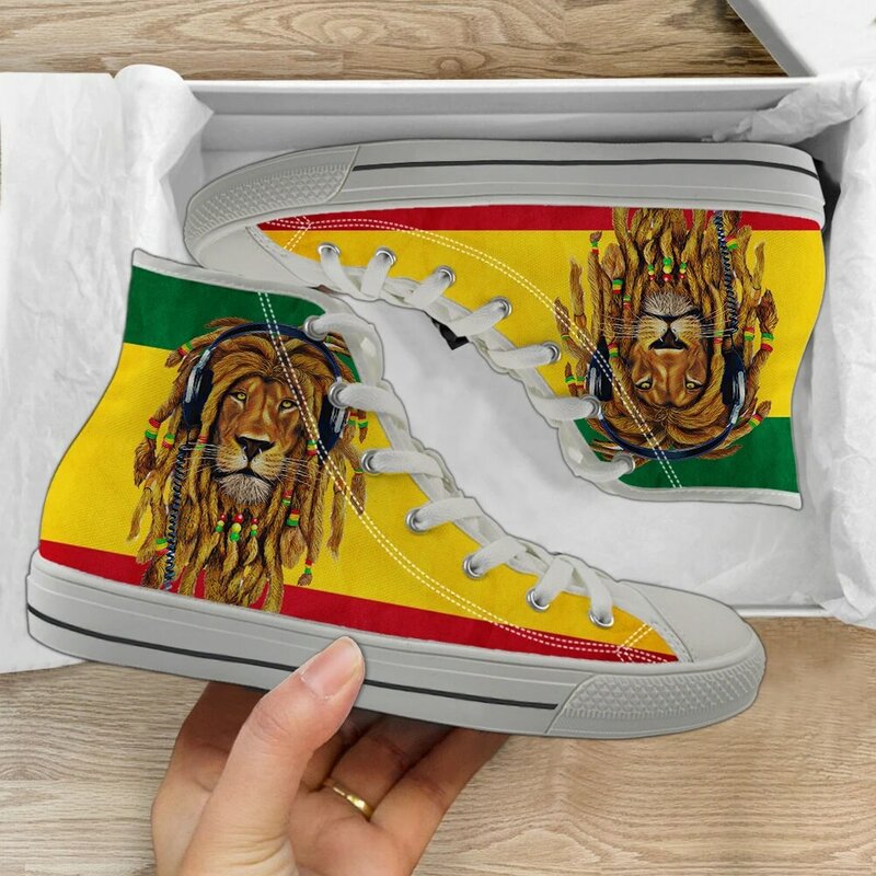 Giamaica Reggae Lion Casual Lace Up Sneakers per donna donna traspirante High Top scarpe vulcanizzate Zapatos De Mujer