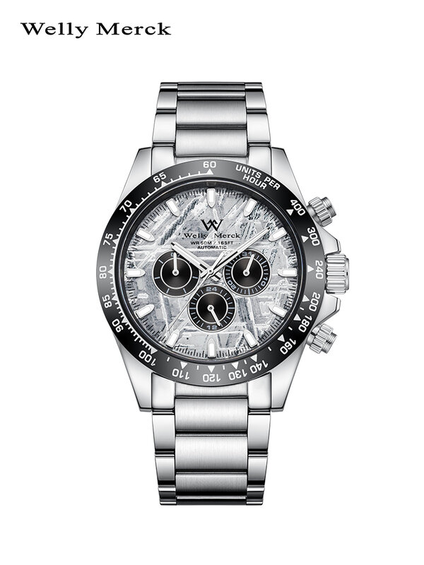 Relógio de luxo masculino Welly Merck, relógio de mergulhador à prova d'água com vidro de safira luminoso, relógio mecânico automático para homem