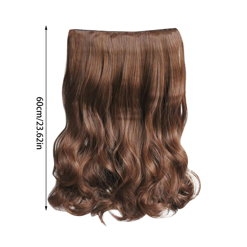 Rambut palsu keriting panjang sintetis klip perpanjangan rambut tahan panas di Ombre Hitam Coklat pirang wanita