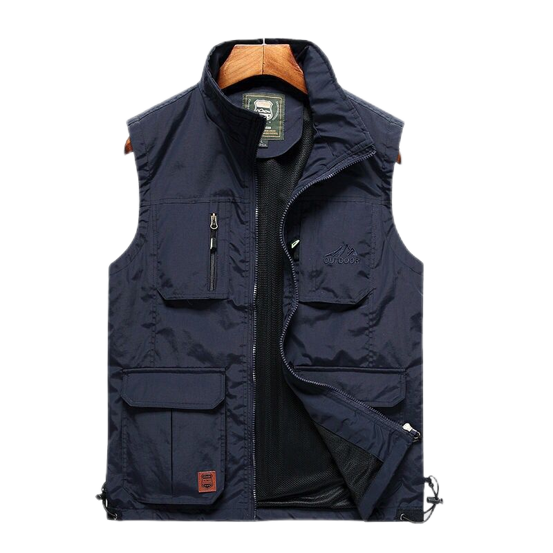 MaiDangDi Workwear Style Men's Vest Daily Casual Quick Drying Multi Pocket Jacket Outdoor Work Men Vest Oversized Male Clothing