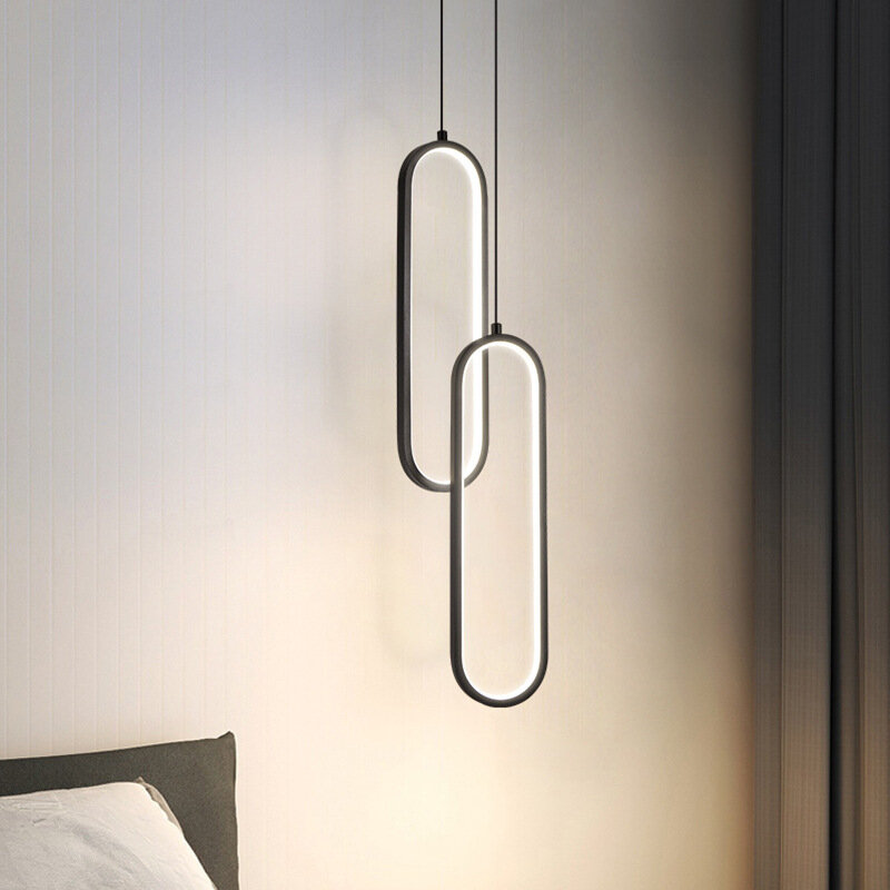 Eenvoudige Moderne Led Hanglampen Woonkamer Slaapkamer Studeerbalkon Ring Zwart Goud Kroonluchters Huis Indoor Decor Verlichtingslampen