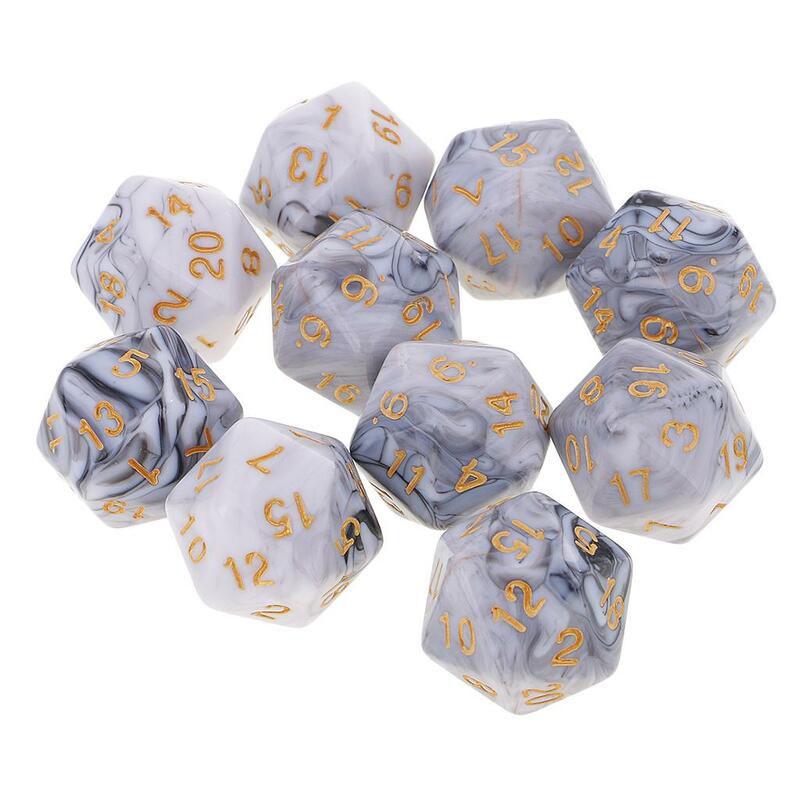 10pcs Polyhedral 20 Sided Dice D20 Dices RPG Dice Board Game Props Tabletop Gaming Supplies - Double Colors