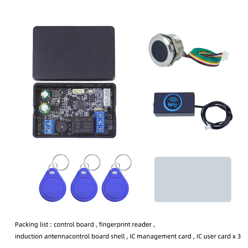 모바일 NFC IC 카드 지원, 지문 인식, 버튼 스위치, 다양한 식별 확인 릴레이 제어 모듈