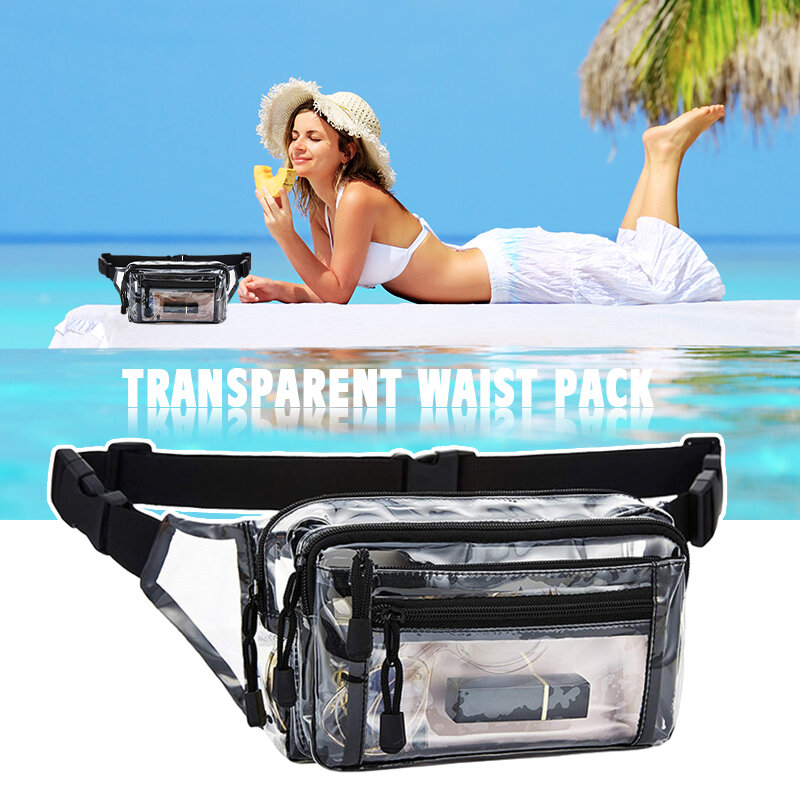 Marsupio trasparente borsa da viaggio borsa impermeabile in Pvc Multi scomparto per viaggi d'affari e sport all'aria aperta