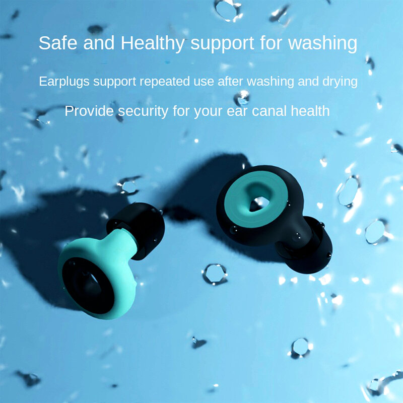 MERALL Earplug silikon lembut, penutup telinga pengurang kebisingan, perjalanan perlindungan kebisingan dapat digunakan kembali berenang tahan air