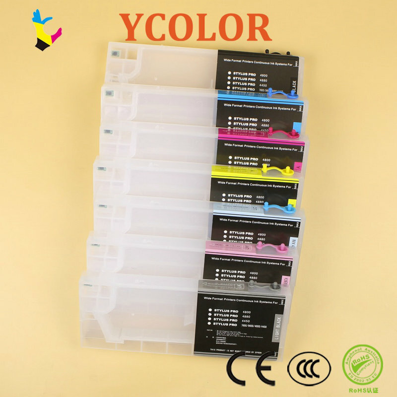 Cartucho de tinta recargable con chip reiniciable, 7 colores/set para impresora Epson 7600 9600
