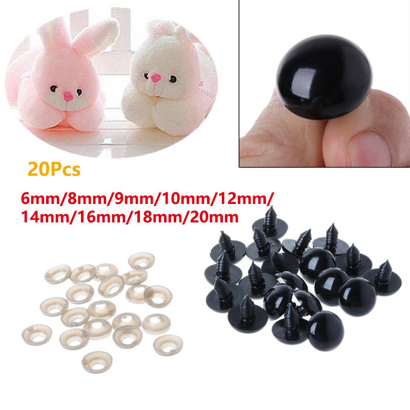 20PCS Black Plastic Safety Eyes For Teddy Bear Dolls Toy Animal Felting 6-20mm #H055# 6MM 8MM 9MM 10MM12MM 14MM 16MM 18MM 20MM