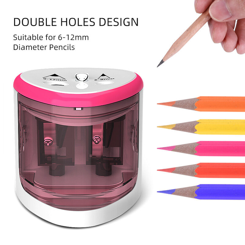 Manual Electric Auto Plastic Pencil Sharpener Candy Color Standard Pencil Cutting Machine Student School Office Stationery