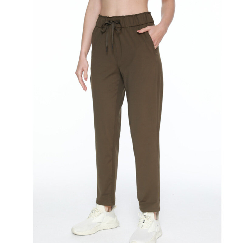 Pantalon taille haute pour femme, vêtements sportifs décontractés FjWomen, confortable, proximité, pantalon Wstring