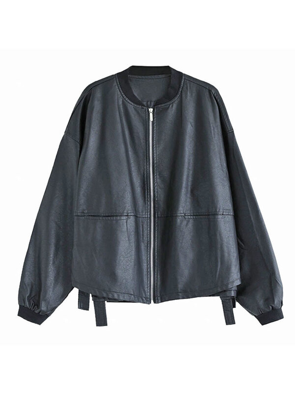 Max LuLu 2024 Autumn Fashion Biker Clothes Womens Loose Vintage Faux Leather Jackets Ladies Luxury Punk Pu Coats Black Outerwear