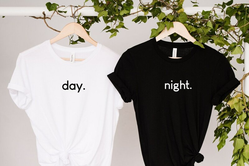 Skuggnas-Camiseta a juego para parejas, ropa de día y noche, fresca, informal, Tumblr, Grunge, de manga corta, a juego