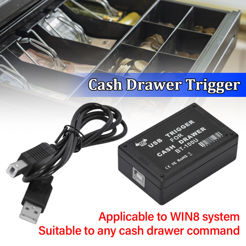 Disparador de controlador de cajón de efectivo con interfaz USB, adecuado para cualquier comando de cajón de efectivo disponible para sistemas Win8 BT-100U