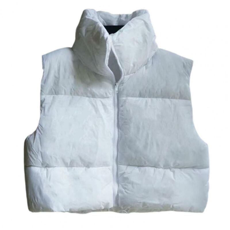 Women Solid Color Jacket Winter Cotton Vest Coat for Women Short Stand Collar Windproof Resistant Outdoor Waistcoat Women Vest