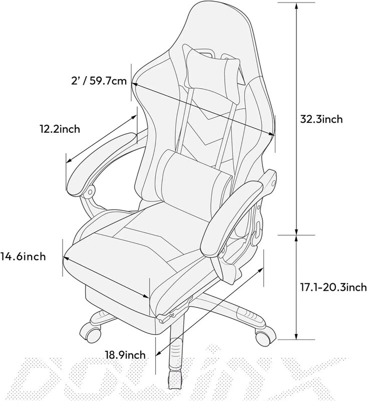 Dowinx-Cadeira ergonômica de corrida, reclinável com massagem, suporte lombar, poltrona de escritório para computador, couro PU E-Sport