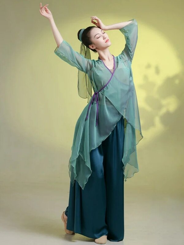 2024 New classic Dance Performance Costume donna Floating Body Rhyme Saree Dancewear donna set di abbigliamento per pratica classica