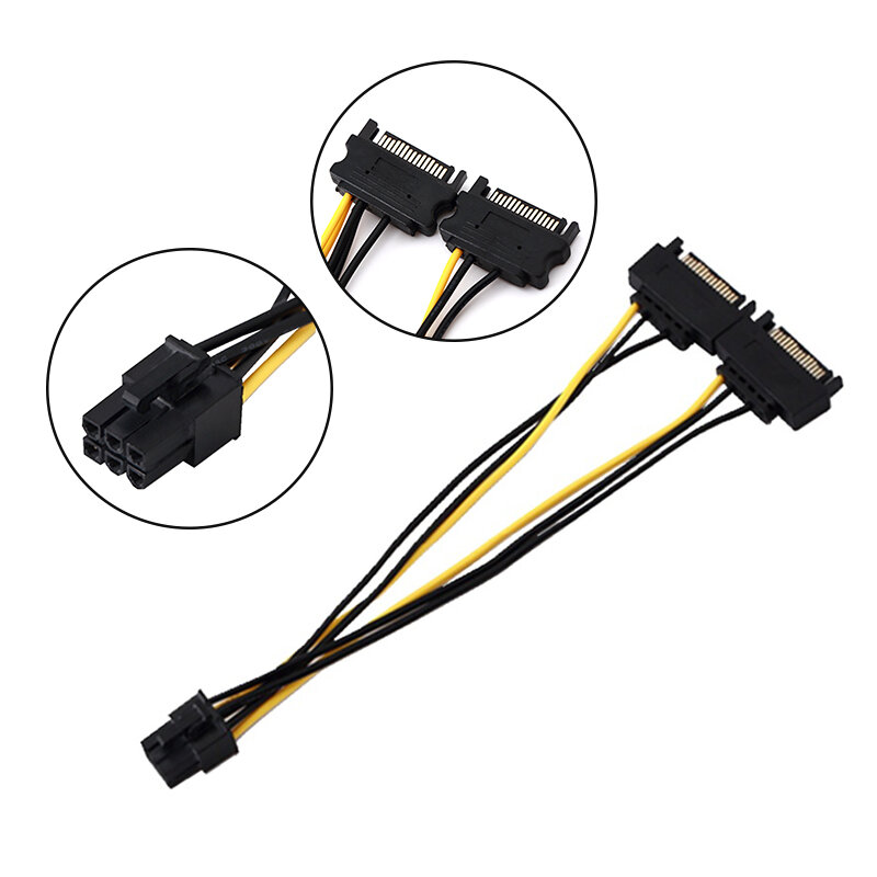 2 SATA Power To 8 Pin (6+2) PCI Express PCI-E Video Card 20cm Power Cable Adapter For PC Desktop Motherboard Graphic Card