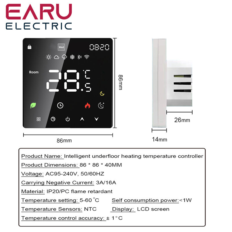 Tuya WiFi Smart Thermostat Electric Floor Heating TRV Water Gas Boiler Temperature Voice Remote Controller for Google Home Alexa