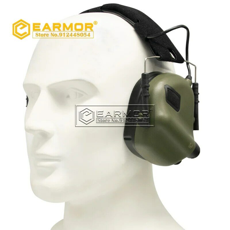 EARMOR M31 MOD4 Headset Taktis ทหารยิงหูฟังตัดเสียงรบกวน Hearing Protector-สีเขียวใบ