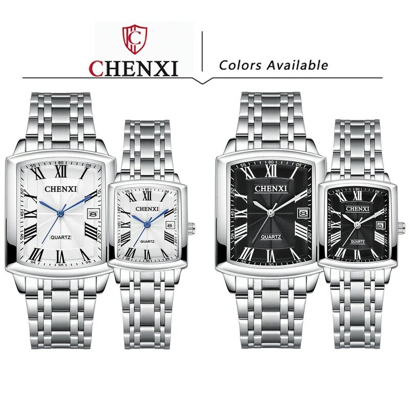 CHENXI عاشق الساعات الفاخرة حزام من الجلد ساعة مربعة الرجال النساء موضة بسيطة كوارتز ساعة اليد زوجين ساعة شحن مجاني