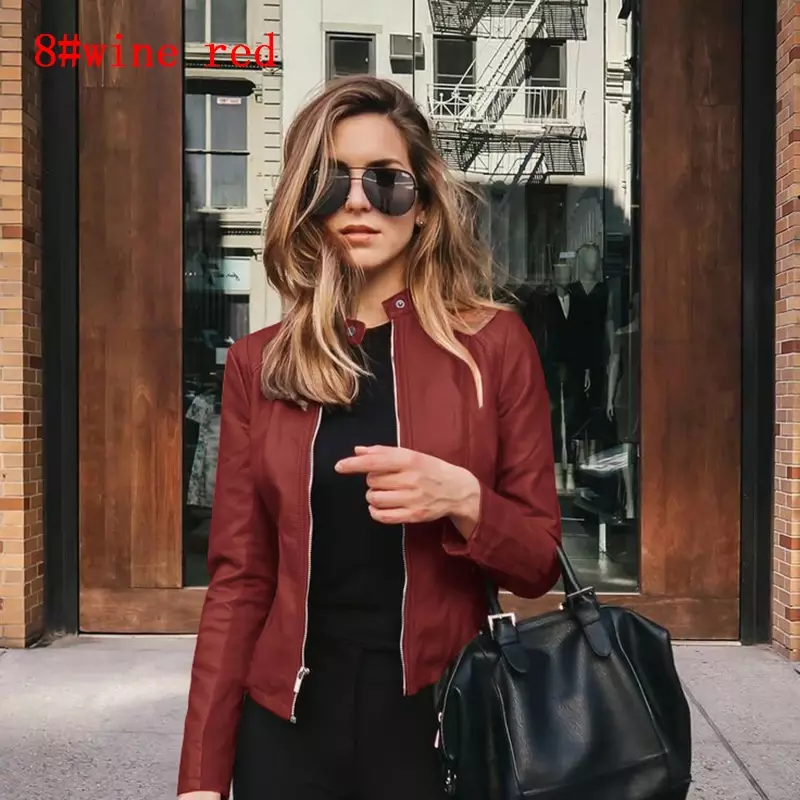 Casual Women's Jacket Chaqueta Mujer Fashion Zipper Leather PU Suit Long Sleeve Small Jackets for Women 2022 Ropa Mujer