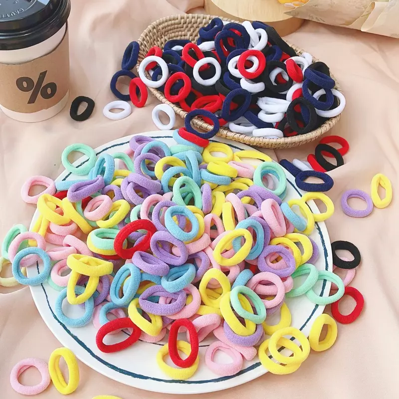 20/50/100PCS Colorful Basic Nylon Ealstic Hair Ties for Baby Girls Ponytail Hold Scrunchie Rubber Band Kids Hair Accessories
