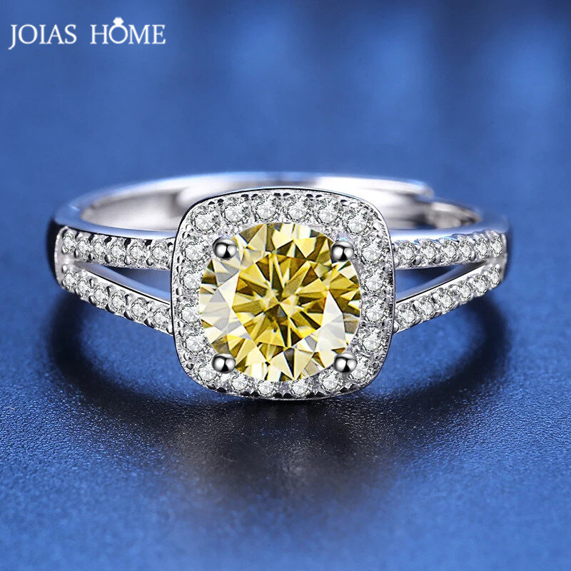 JOIAS HOME Fashion srebrny 925 1ct D kolor Moissanite damski pierścionek z kamieniem szlachetnym, walentynki, urodziny, prezent na rocznicę