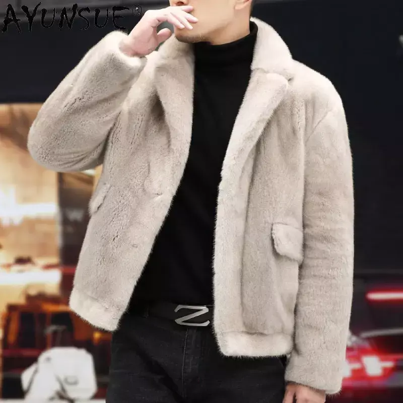 AYUNSUE Luxury Mens เสื้อขนสัตว์2022ผู้ชายที่อบอุ่นแจ็คเก็ตฤดูหนาว Mink ขนสัตว์ MODE Korea Mink Fur แจ็คเก็ตชุดสูท SGG878