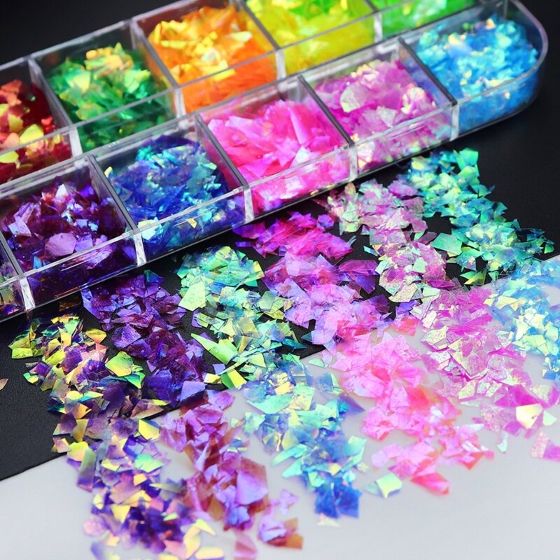 Nail Art Glitter Colorido Irregular Fragmentos grandes Lentejuelas de copos holográficos