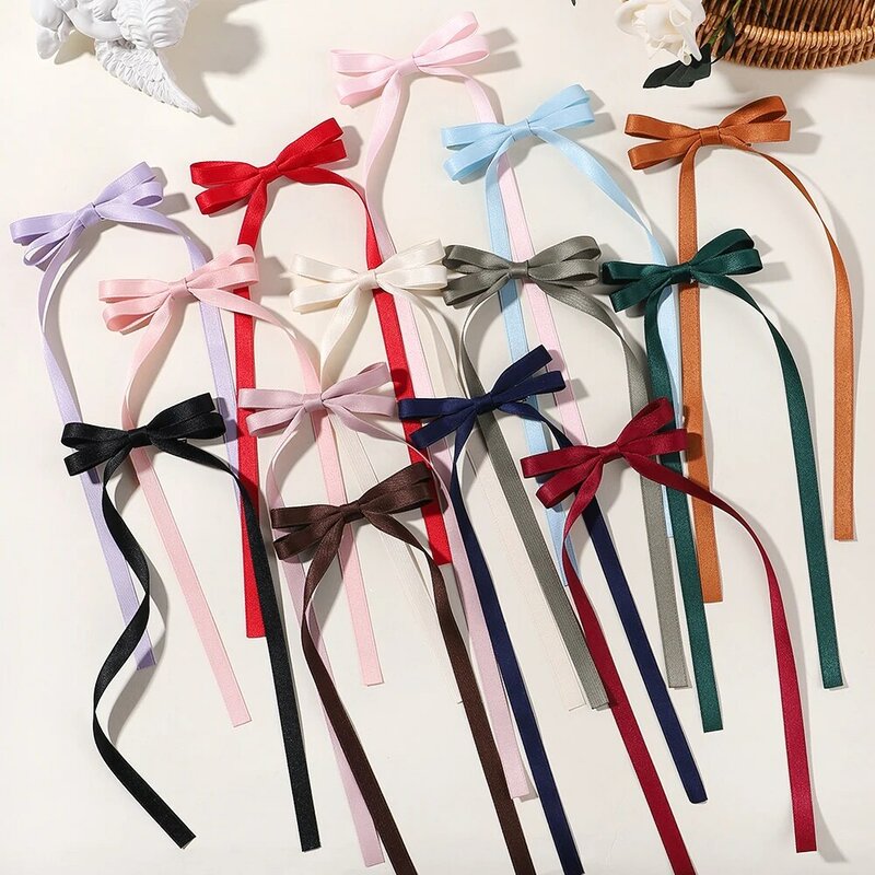 2pcs Ins Style Ribbon Bow Headband Long Tassel Hair Clip Women's Hair Accessories Girls Christmas Party Hair Accessories