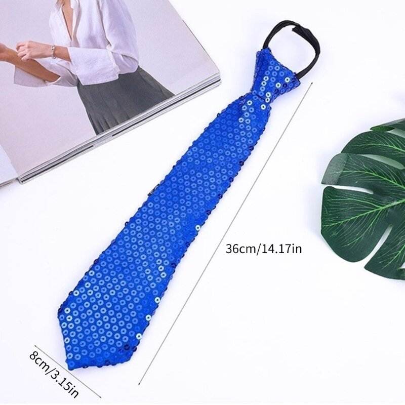 Модный облегающий галстук с блестками и блестками, регулируемый блестящий галстук на молнии T8NB