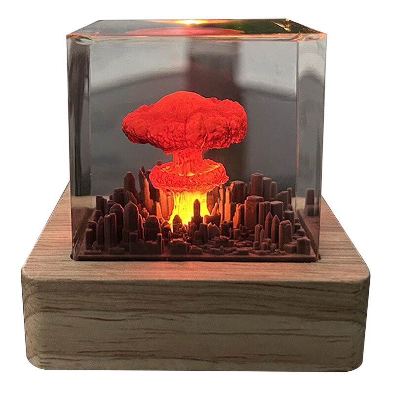 Nuclear Explosion Mushroom Cloud Lamp Resin Nuclear Bomb Explosion Night Lamp USB Charging for Home Living Room Decor