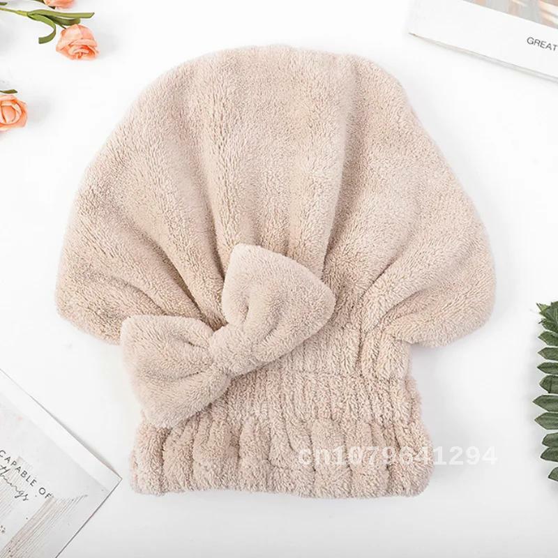Turbante de microfibra para el cabello para mujer, gorro de ducha con lazo transpirable, sombreros de toalla de secado rápido para Spa de Sauna, accesorios de baño