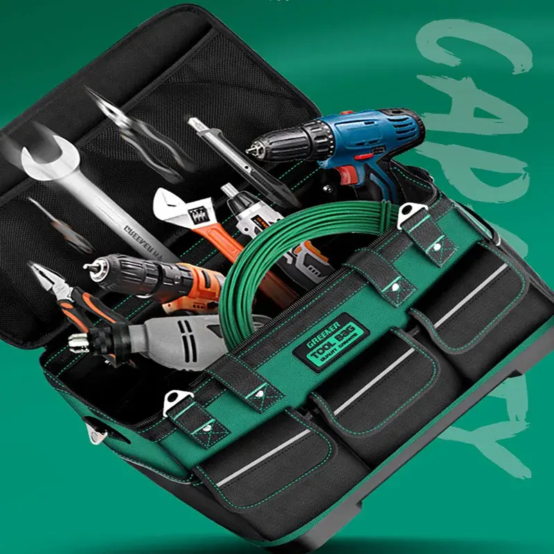 다기능 휴대용 도구 가방, 내마모성 1680D 옥스포드 천, 전기 기사 작업 가방 파우치, 방수 워크샵 도구 가방