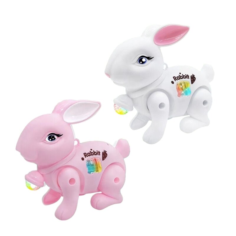 HUYU Realistisches Kaninchen mit LED-Lichtmusik, Osterhase, Baby-Krabbellernspielzeug, elektronisches Geschenk, Jungen- und