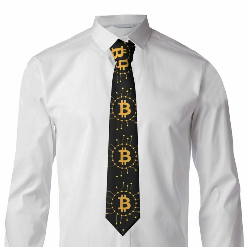 클래식 BTC 로고 넥타이, 파티용 맞춤형 남성 비트코인 디지털 통화 넥타이